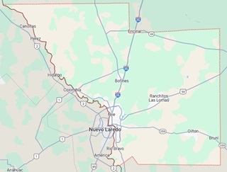 An image of a map with Webb County outlined.